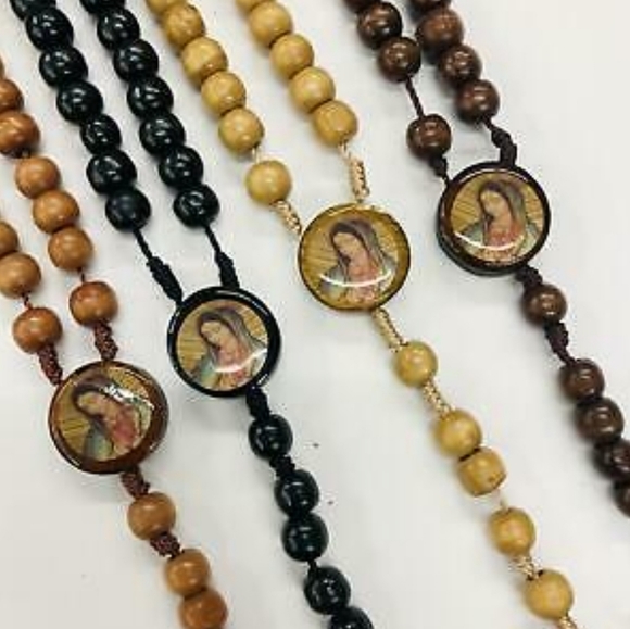 2 for $20 Lady of Guadalupe Wood Rosary Necklace - Picture 5 of 6